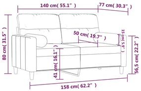 Sofá 2 lugares + almofadas decorativas 140cm tecido cinza-claro