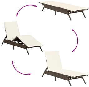 Espreguiçadeiras com almofadões 2 pcs vime PE castanho
