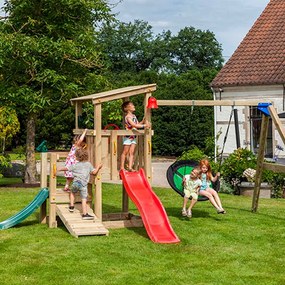 Parque Exterior infantil de madeira com escorrega MINI CASCADE com baloiço duplo