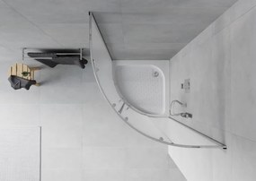 Mexen Rio cabine de duche semicircular 70 x 70 cm, fosco, cromado + base de duche, branco - 863-070-070-01-30-4710