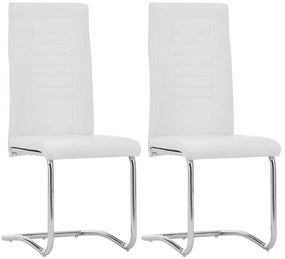 vidaXL Cadeiras de jantar cantilever 2 pcs couro artificial branco