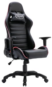 vidaXL Cadeira estilo corrida com luzes LED couro artificial preto