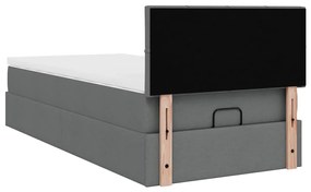 Cama otomana com colchão 90x200 cm tecido cinzento escuro