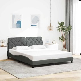 vidaXL Estrutura de cama sem colchão 160x200 cm tecido cinzento-escuro