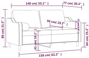 Sofá 2 lug. + almofadas decorativas 140cm tecido vermelho tinto