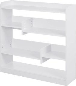 Estante de arrumação 90 x 24 x 91 cm, 4 prateleiras, 3 painéis traseiros branco
