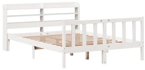 Cama sem colchão 140x190 cm madeira de pinho maciça branco