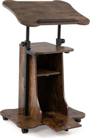 Secretária de Computador Móvel, 55 x 40 x 68,5-91,5 cm, Altura Regulável, Castanho