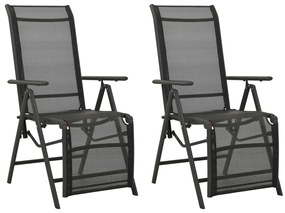 vidaXL Cadeiras de jardim reclináveis 2 pcs textilene e alumínio preto