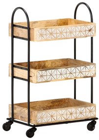 Carrinho de cozinha 3 prateleiras 46x30x76 cm mangueira maciça