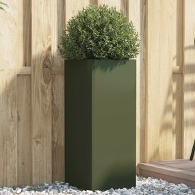 vidaXL Vaso/floreira 32x29x75 cm aço verde azeitona