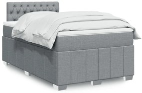 Cama boxspring com colchão 120x190 cm tecido cinzento-claro