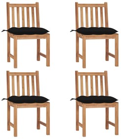 vidaXL Cadeiras de jardim c/ almofadões 4 pcs madeira de teca maciça