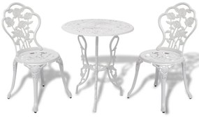 42165 vidaXL 3 pcs conjunto bistrô alumínio fundido branco