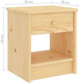Mesa de cabeceira 35x30x40 cm madeira de pinho maciça clara