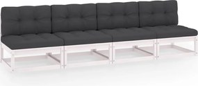 vidaXL Sofá de jardim 4 lugares com almofadões pinho maciço