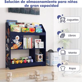 Armário 3 em 1 para crianças com 3 níveis Armário de arrumação para crianças para sala de jogos Jardim de infância 93 x 30 x 100 cm Azul