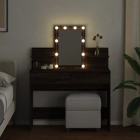 Toucador com LEDs 100x40x130 cm cor carvalho castanho