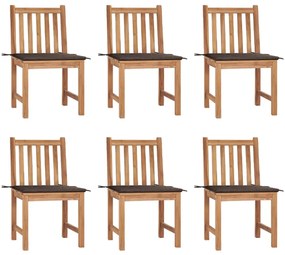 Cadeiras de jardim 6 pcs c/ almofadões madeira de teca maciça