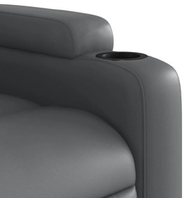Poltrona massagens reclinável elevatória couro artif. cinzento