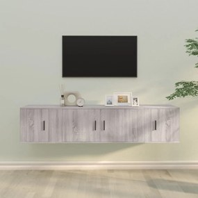 vidaXL Conjunto móveis de TV 3 pcs madeira processada sonoma cinza