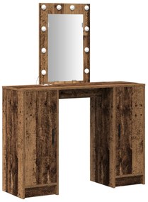 Mesa de Maquilhagem com Luzes LED Madeira Velha 102x33x135 cm