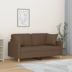 Sofá 2 lugares + almofadas decorativas 140 cm tecido castanho