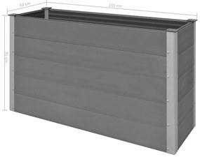 Canteiro elevado para jardim WPC 150x50x91 cm cinzento