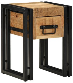 Mesa de Apoio vidaXL com Gaveta Preta 30x30x40 cm Madeira de Mangueira Sólida