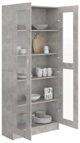Armário vitrine 82,5x30,5x185,5cm derivados madeira cinzento