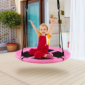 Baloiço Infantil redondo150kg Diâmetro 100cm Altura ajustável Baloiço de jardim exterior rosa
