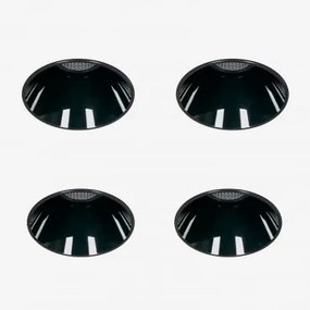 Pack De 4 Downlights Led Embutidos Sem Moldura Trimless Redondos Ø5,3 Cm Para Exterior Em Alumínio Luisiana Preto & Branco Frio 4000k & 6 W & 23º -