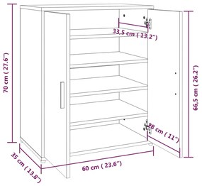 Sapateira 60x35x70 cm derivados de madeira sonoma cinza