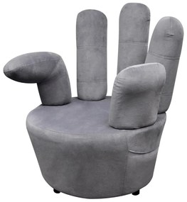 Cadeira em forma de mão veludo cinzento