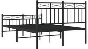 Estrutura de cama com cabeceira e pés 120x190 cm metal preto