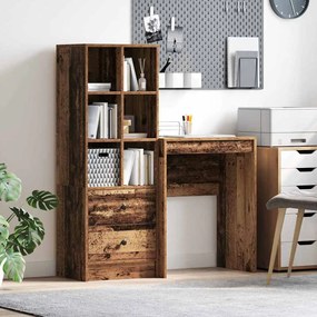 vidaXL Mesa com Armazenamento 2 pcs Madeira Antiga 45.5 x 34 x 127 cm
