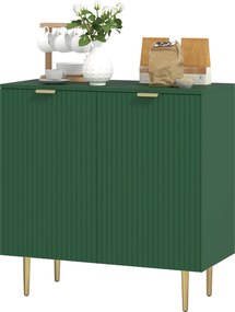 Armario de cozinha com 2 portas 80 x 40 x 80 cm, prateleira ajustável e pés metálicos elevados verde-oliva