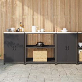 vidaXL Conjunto de Armazenamento de Cozinha com prateleira 3 pcs Preto