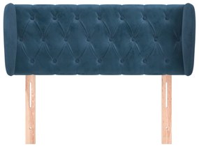 Cabeceira de cama c/ abas veludo 103x23x78/88cm azul-escuro