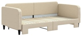 Sofá-cama com gavetão 100x200 cm tecido cor creme
