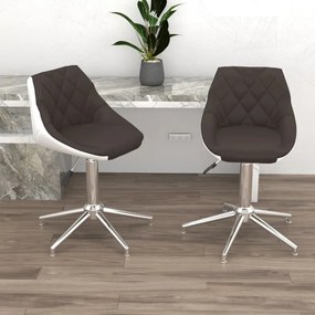 vidaXL Cadeiras de jantar giratórias 2 pcs couro art. castanho/branco