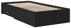 Estrutura de cama c/ gavetas 100x200 cm derivados madeira preto
