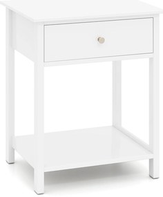 Mesa de cabeceira de madeira com 2 peças, mesa lateral para sofá, gaveta e prateleira de armazenamento - branca