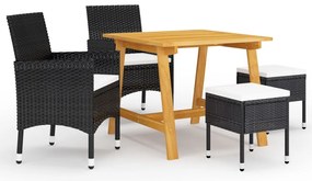 5 pcs conjunto de jantar para jardim preto