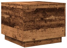 Mesa de centro com luzes LED 50x50x40 cm madeira velha