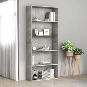 801030 vidaXL Estante com 5 prateleiras 80x30x189 cm contraplacado cinzento