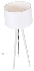 Candeeiro de pé moderno tripé branco abajur linho branco 45cm - TRIPOD CLASSIC Clássico / Antigo