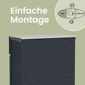 Caixa de correio de parede com janela de visualização 37 x 10,5 x 37 cm Prateado + Antracite