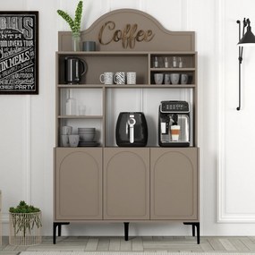 Armário de Cozinha/Sala "Caffè" - Atlas e Preto - 120x202x35cm - Desig
