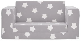 Sofá-cama infantil 2 lugares c/ estrelas pelúcia cinzento-claro